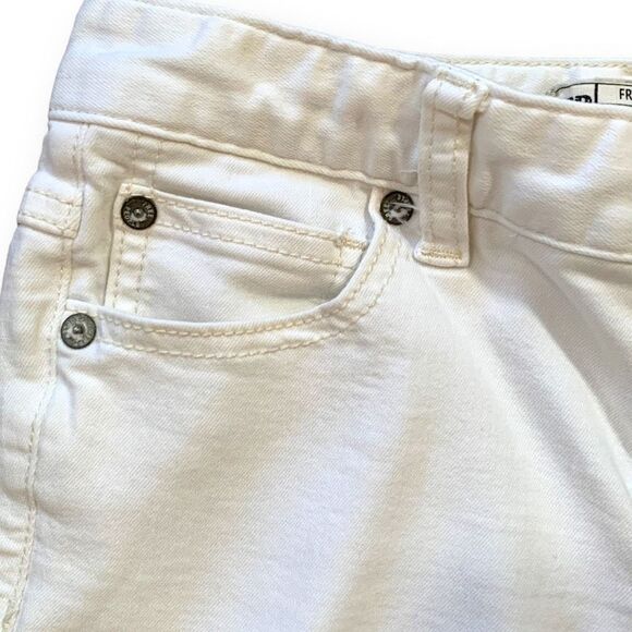 Free People Jeans Skinny Distressed White Denim Midrise Cropped - Picture 5 of 7